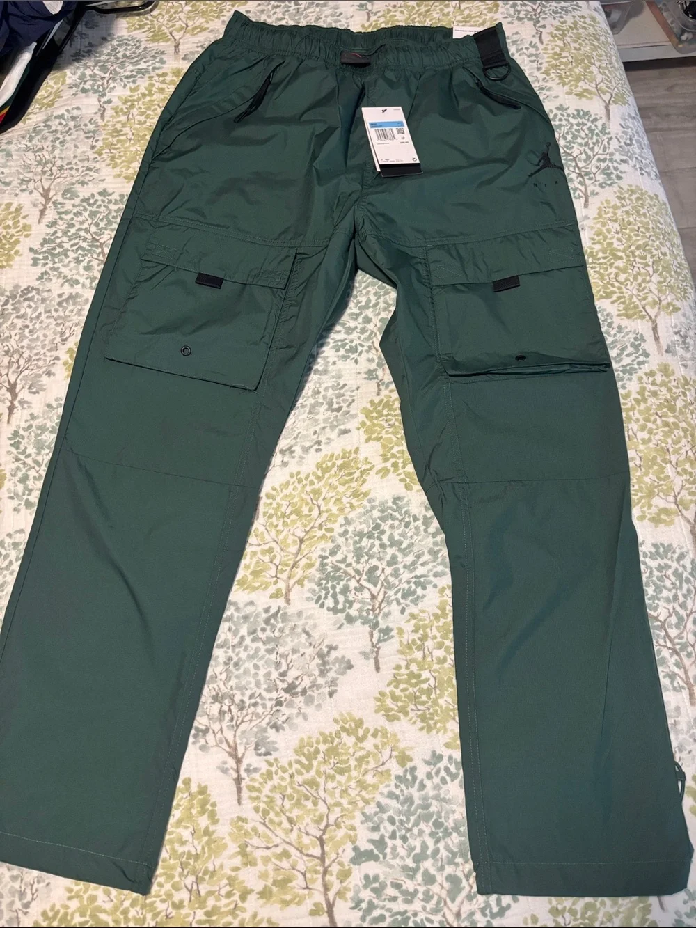Jordan Men's Dark Green Cargo Pants with Utility Pockets